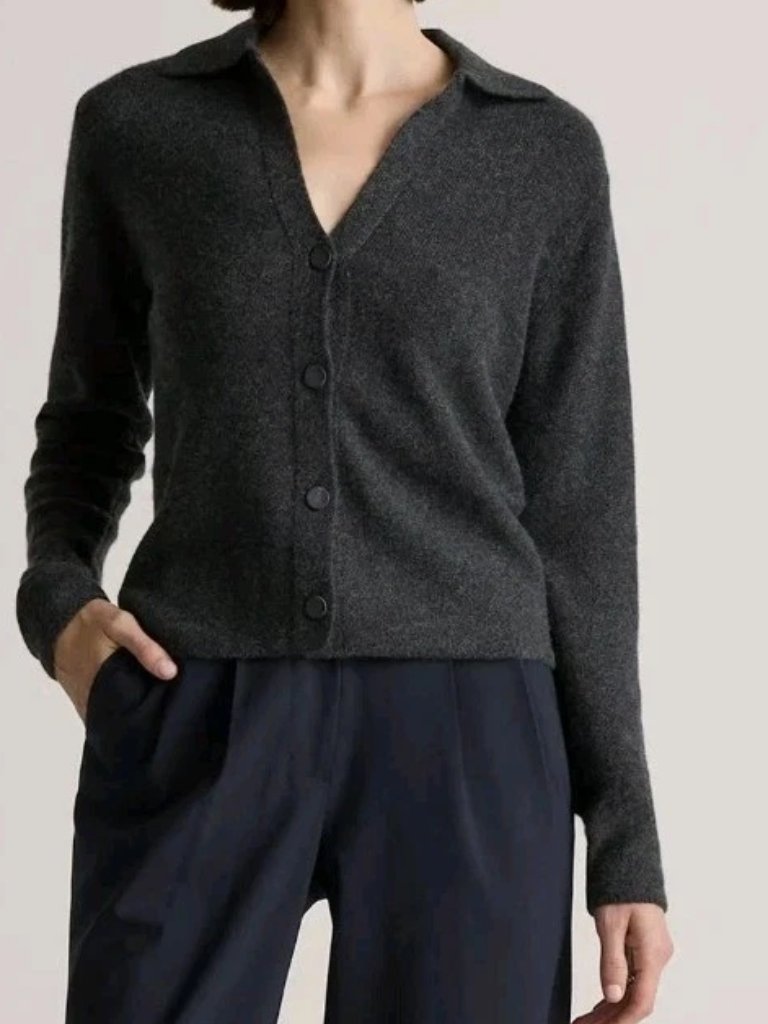 Quince Mongolian Cashmere Woman Size Extra Large Colored Cardigan Gray Sweater